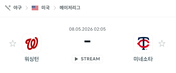 [MLB 메이저리그] 5월8일 워싱턴 내셔널스 vs 미네소타 트윈스 분석 중계