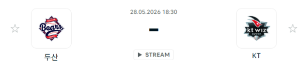 [대한민국 KBO] 2026년05월28일 두산 베어스 vs kt wiz 분석 중계