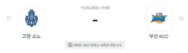 [대한민국 KBL] 5월13일 고양 소노 스카이거너스 vs 부산 KCC 이지스 분석 중계