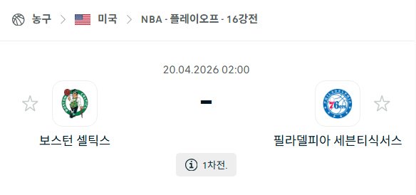 [미국 NBA] 4월20일 보스턴 셀틱스 vs 필라델피아 세븐티식서스 분석 중계