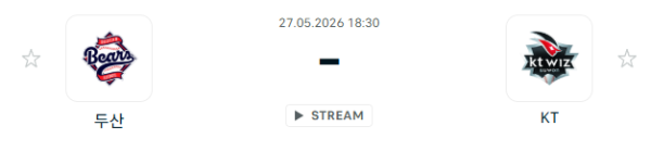 [대한민국 KBO] 2026년05월27일 두산 베어스 vs kt wiz 분석 중계