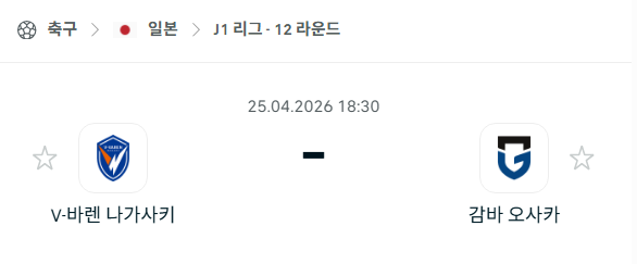 [일본 J리그] 4월25일 V바렌 나가사키 vs 감바 오사카 분석 중계