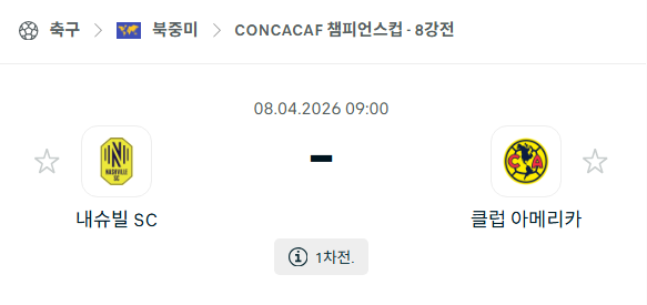 [북중미 챔피언스컵] 4월8일 내슈빌SC vs 클럽 아메리카 분석 중계