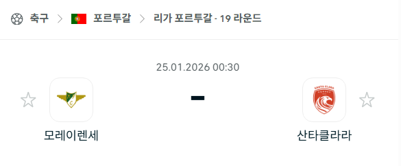 [포르투갈 프리메이라리가] 01월25일 모레이렌세 vs 산타클라라 분석 중계