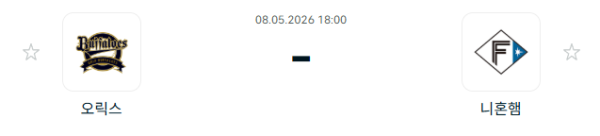 [일본야구 NPB] 2026년05월08일 오릭스 버팔로스 vs 닛폰햄 파이터스 분석 중계