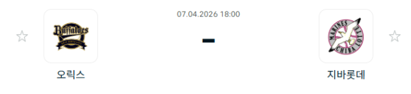[일본야구 NPB] 2026년04월07일 오릭스 버팔로스 vs 지바롯데 마린스 분석 중계