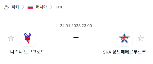 [아이스하키 KHL] 01월24일 니즈니 노브고로드 vs SKA 상트페테르부르크 분석 중계