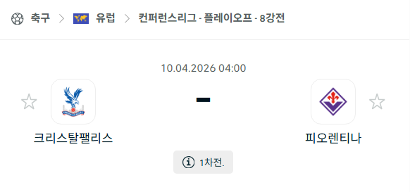 [UEFA 컨퍼런스리그] 4월10일 크리스탈 팰리스 vs 피오렌티나 분석 중계