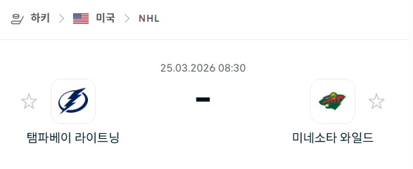 [아이스하키 NHL] 3월25일 탬파베이 라이트닝 vs 미네소타 와일드 분석 중계