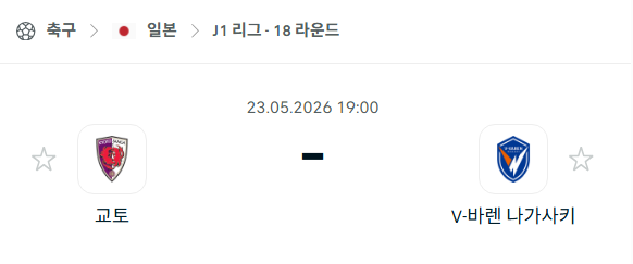 [일본 J리그] 5월23일 교토 상가 vs V-바렌 나가사키 분석 중계