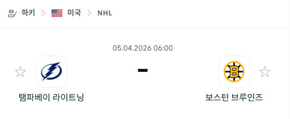 [아이스하키 NHL] 4월5일 탬파베이 라이트닝 vs 보스턴 브루인스 분석 중계