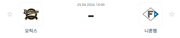 [일본야구 NPB] 2026년04월25일 오릭스 버팔로스 vs 닛폰햄 파이터스 분석 중계
