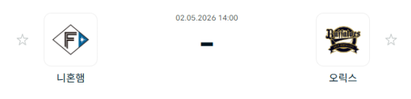 [일본야구 NPB] 2026년05월02일 닛폰햄 파이터스 vs 오릭스 버팔로스 분석 중계